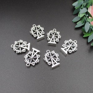 10Pcs 22×17mm Silver Windmill Charms,2 Sided-p2378