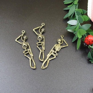 10Pcs 11×42mm Bronze Skull Pendant,Skeleton Frame-p1168-A