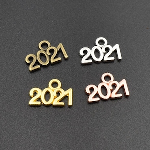 20Pcs 10x13mm Year 2021 Charms 4 Colors Available-p2439