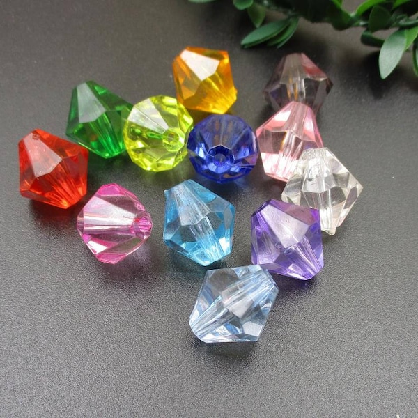 Venta al por mayor 100 cuentas de diamantes acrílicos multicolores, cuentas de plástico transparente, tamaño personalizado (de 4 a 20 mm) -G3011