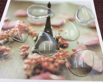 10個入り 10*14 mm、13*18 mm、18*25 mmサイズ、ドロップガラスカボション、クリアガラスカボション - ピックサイズ - b229