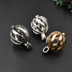 1Pcs 21×21×29mm Big Gem Cage Pendant,Cage Charm Max for 18mm Pearls or Gemstones 3 Colors Available-p1548
