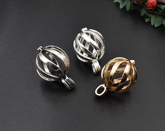 1Pcs 21×21×29mm Big Gem Cage Pendant,Cage Charm Max for 18mm Pearls or Gemstones 3 Colors Available-p1548