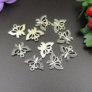 20Pcs 15×19mm Butterfly Charms, Antique Silver Tone - p1170-B