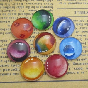 Color Drop 8pcs Round Glass Cabochons, High-quality glass photo cabochon,Clear Photo Glass,12mm,14mm,16mm,18mm,20mm,25mm,30mm--br043