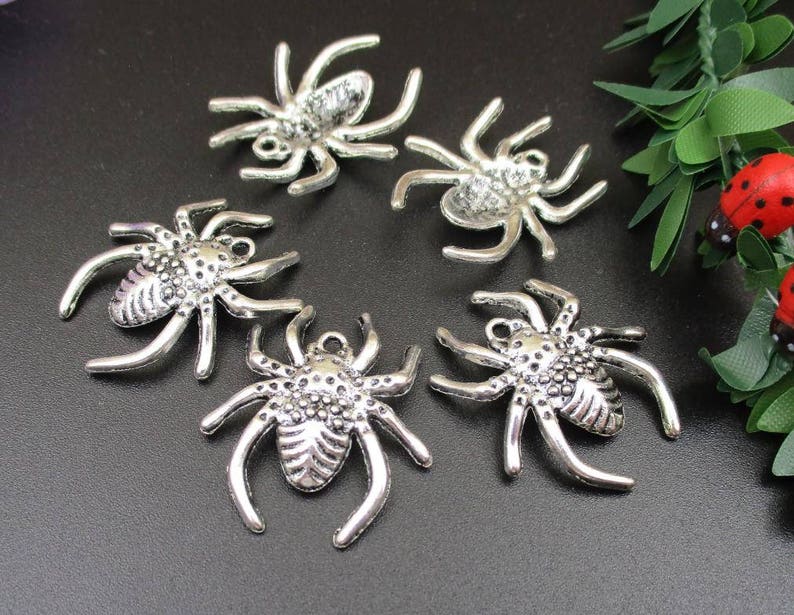 10Pcs 30x26mm Silver Spider Charms-p1428 image 5
