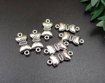 20Pcs 9x19mm Bow Connector Charms,Antique Silver Tone-p1089-B