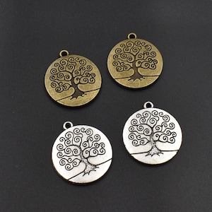 5Pcs 25x22mm Tree of Life Charms Antique Bronze/Silver Tone 2 Sided-p2661
