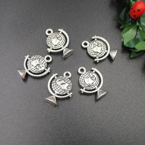 10PCS 21x17mm Silver Globe Charms-p1932