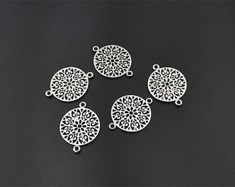 10 conectores de flores de plata de 24 x 18 mm - p2689