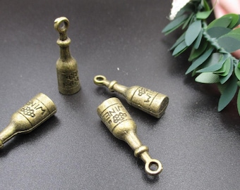 5 pezzi 27 x 8 mm Ciondoli per bottiglie in bronzo 3D-p2168