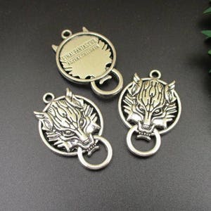 3Pcs 40x27mm  Wolf Head Charms, Antique Silver Tone - p1413