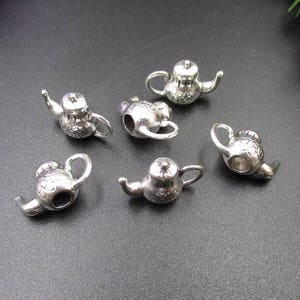 10PCS 9x13x17mm Silver Teapot Charms 3D-p1739