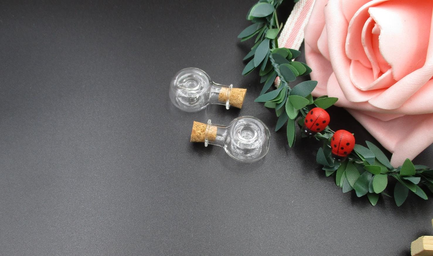 2Pcs 10'20'25mm Bouteilles, Bouteilles en verre, Bouteille de souhait, bouteille de vœu, mini bouteille, bouteilles concaves circulaires, message d'am