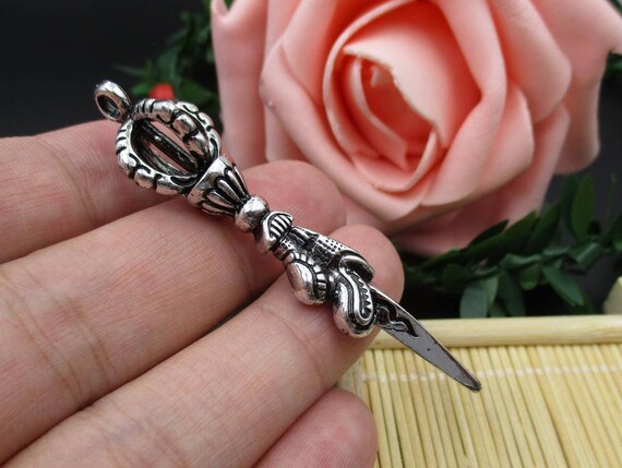 3pcs 64x15mm Magic Wand Charms Antique Silver Tone,presbyter