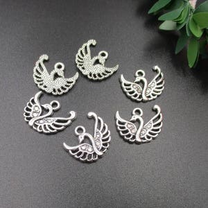 20Pcs 14x18mm Silver Swan Charms-p1940
