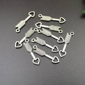 10 Stück 7 x 28 mm Silber Pfeil Charms Mit Liebe Kopf-p1766-B