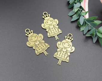 5PCS,47x25mm Bronze Fairy Princess Charms 2 Sided -p1357-A