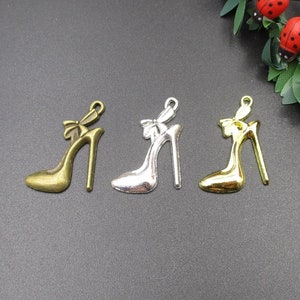 10Pcs 17x27mm High Heel Shoe Charms 3 Colors Available-p1108