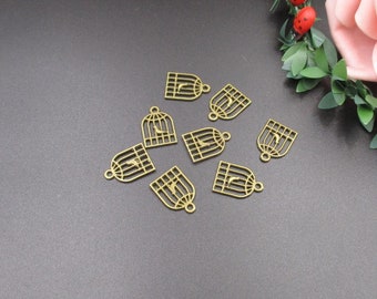 10Pcs 11×15mm Bronze Birdcage Charms-p2270