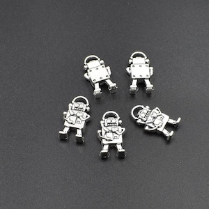 10Pcs 17x10mm Silver Robot Charms-p2542