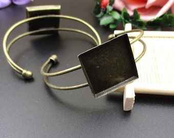 25mm Bronze Square Bangle Base Bracelet,Bangle Blank-B2214