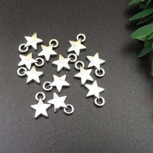 30Pcs 10×12mm Silver Star Charms 2 Sided-p1115