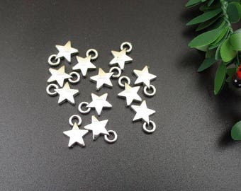 30Pcs 10×12mm Silver Star Charms 2 Sided-p1115