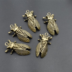 5Pcs 33×18×9mm Bronze Cicada Charms-p2704