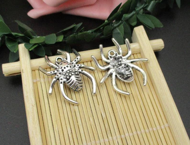 10Pcs 30x26mm Silver Spider Charms-p1428 image 3