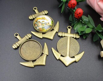 10pcs 20mm redondo cabochon base ajuste,4/5 pulgadas redondo blanco hallazgos bandejas,antiguo tono de bronce-b2025-A