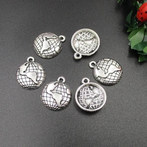 10PCS 20x16mm Silver Globe Charms-p1924