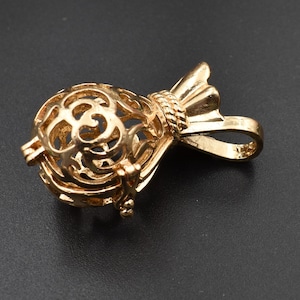 Ciondolo a gabbia per borsa per soldi in oro da 1 pezzo 40 × 22 mm, massimo per perle o pietre preziose da 16 mm-p2667