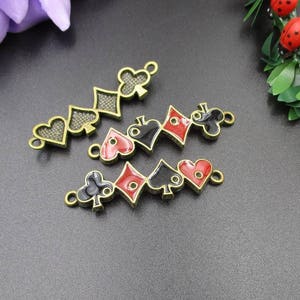 5pcs 14 × 47 mm carte costumes connecteur émail Charms-p1141-A