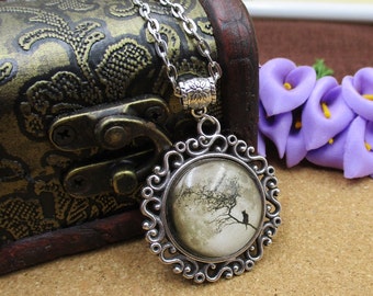 25mm(1 Inch)Finished Bezel Necklace,Moon And Cat Pattern-B3004