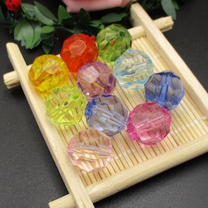 Wholesale 100pcs Multicoloured Acrylic Diamond Beads,Clear Transparent Plastic Beads,Custom Size(From 4 to 20 mm)-G3012