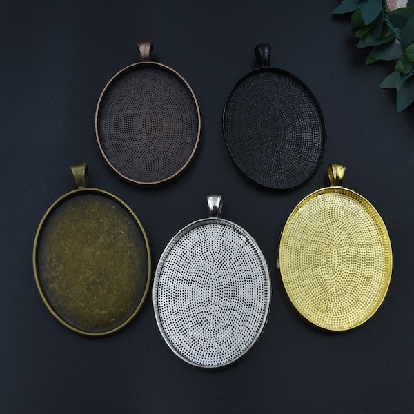 5pcs Oval Pendant Blank - Bezel Base Setting Cabochon Cameo Alloy Pendant Trays Blanks - Blank Bezel Cabochon - Ireland