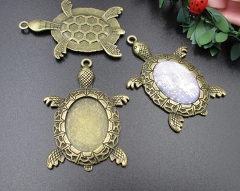 5 st 25 x 18 mm antikbrons hänge Bezel-infattningar, sköldpaddsram-b2237