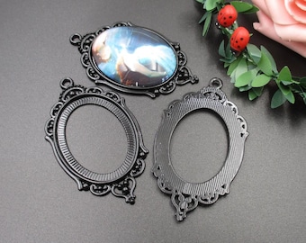 5pcs 30x40mm Oval Cameo Cabochon Base Setting Pendants,Black Tone-b2140-D
