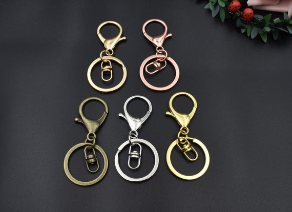 5pcs Round Key Chain Rings With Big Lobster Buckle,5 Colors