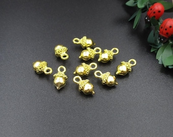 10Pcs 6x8x13mm Gold 3D Acorn Charms-p1391