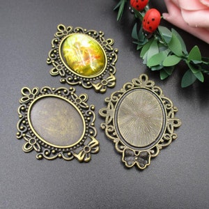 5pcs 18×25mm Oval Cameo Cabochon Base Setting Pendants,Antique Bronze Tone-b2185