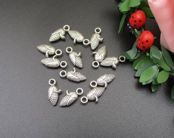 10PCS,8x15mm Silver Corn Charms-p1818