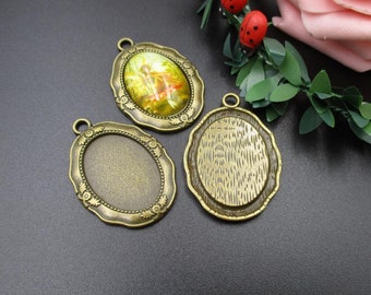 5pcs 18×25mm Oval Cameo Cabochon Base Setting Pendants,Antique Bronze Tone-b2184-A