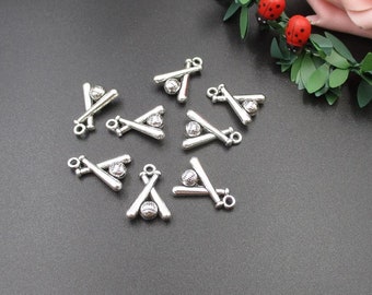 10 Stück 13x18mm Silber Baseball Charms-p2043