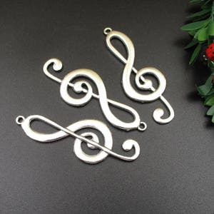 5Pcs 62x22mm Big Silver Treble Clef Charms-p1143-B