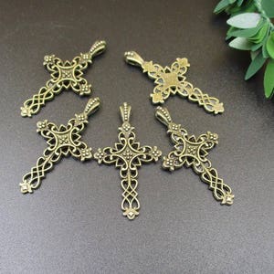 10PCS 20x38mm Filigree Cross Charms,Antique Bronze Tone-p1487-A