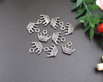 20Pcs 14 x 11mm Silver Crown Charms 2 Sided -p1683