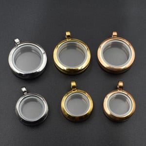 Round Stainless Steel Floating Glass Locket,3 Colors Available-p2633