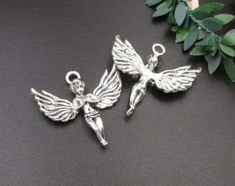 2 pezzi, ciondoli a forma di angelo in argento da 43 x 40 mm - p2412